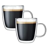 LANGLEBIGE UND HOCHWERTIGE VERARBEITUNG: Die mundgeblasenen Gläser sind äußerst robust und eignen sich bestens für die tägliche Verwendung. Von kochendem Teewasser bis zum eiskalten Gefrierschrank hält das Glas allen Temperaturen stand und ist auch für die Spülmaschine und die Mikrowelle geeignet. In einem aufwändigen Herstellungsverfahren wurden die Gläser zwar dünn aber enorm widerstandsfähig produziert. Damit garantiert dieses Doppelwandglas viele Jahre lang große Freude.