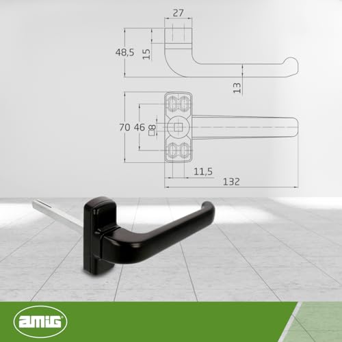 Miniatura 7 de Amig - Manilla De Aluminio Mod. Epsilon - Color Negro - 132 X 70 Mm - Cuadradillo De 8 Mm - Maneta Con Roseta Reversible - Fácil Instalación - Diseño Moderno Y Ergonómico