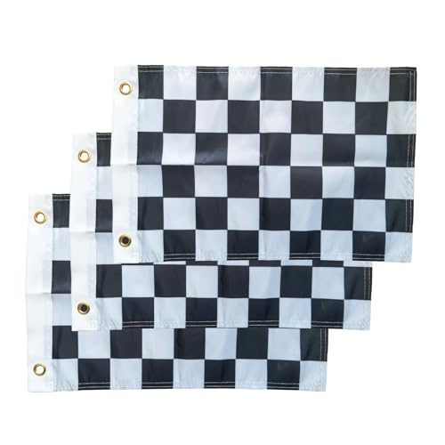 Lot de 3 drapeaux de bateau pour bateau, voile, petit drapeau national pour bateau (à Damier)