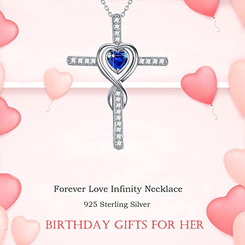 Dorella Love Infinity Necklace for Women Birthday Gifts Wife Mom September October Birthstones Blue Sapphire Tourmaline and More Stones Jewelry 925 Sterling Silver2
