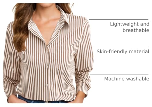 Image of Soft Wrinkle-Free Button Down Stretch Shirts for Women, Breathable Moisture-Wicking Casual Work Dress Tops
