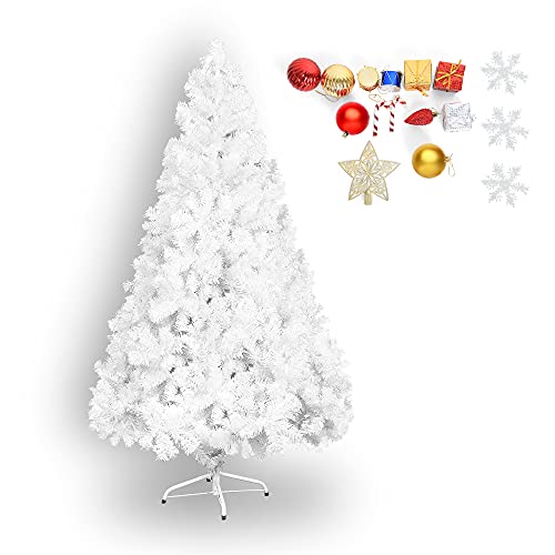 Dporticus 8' Premium Spruce Artificial Christmas Tree W/ Metal Stand，White #TOP16