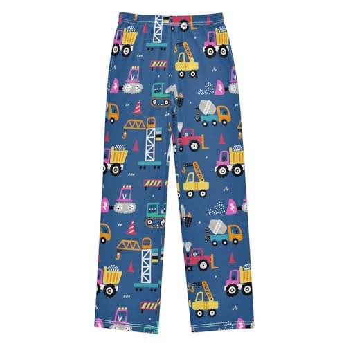 ZZXXB Bulldozer Truck Print Boys Long Pants Soft Trousers Elastic Waist Kids Lounge Bottoms with Pockets S-XL