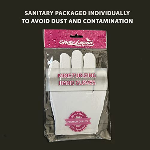 1 Pair (2 Gloves) - Gloves Legend White Cotton Gloves For Dry Hand Cotton Cloth Eczema Nighttime Moisturizing Gloves - Stretchable Women Size #TOP6