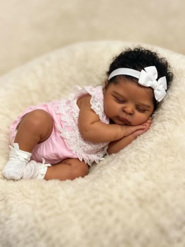 Muñeca Reborn Africano Americano 20 Pulgadas Dormida miniatura 1
