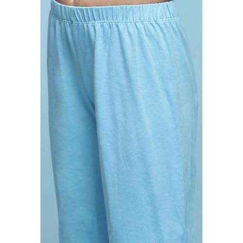 Image of BIBA Girls Biba Girls Sky Blue Cotton Tiered Printed 2 Piece Set