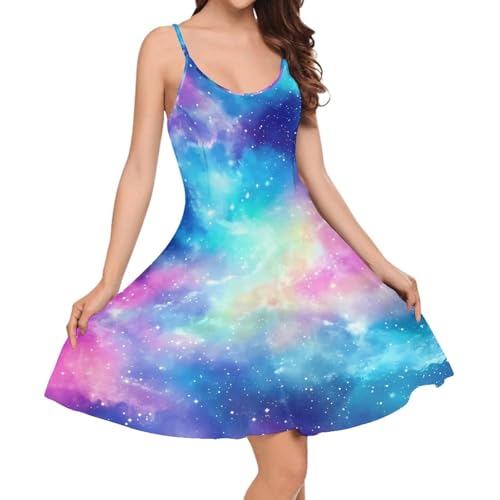 Image of Biyejit Women Casual Loose Dress Strap Long Summer Beach Swing Dress