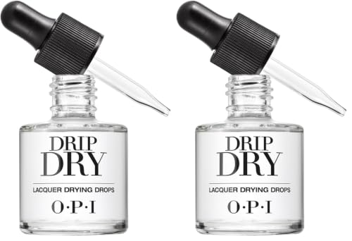 Image of O.P.I Drip Dry Nail Lacquer Drying Drops | Glossy Finish- 9 ml | Top Coat, Nail Polish Quick Dry Liquid | Touch Ready Nails in 60 seconds | With Jojoba & Vitamin E (Pack of 2)