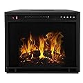Regal Flame 28" Flat Pebble, Crystal, Log Ventless Heater Electric Fireplace Insert, Black Frame - 3 Color Changing Settings