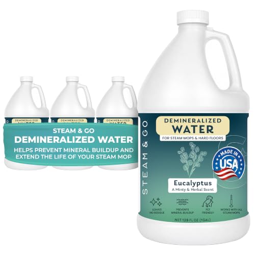 Image of Steam & Go Demineralized Water for Steam Cleaners, Eucalyptus Mint, 4 x 1 Gallon