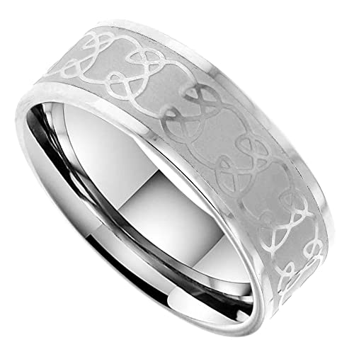 Flamereflection 8Mm Men's Titanium Ring Wedding Band High Polish Top Celtic Knot Eternity Engraved Size 11 #TOP28