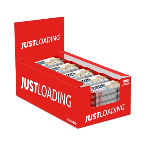 JustLoading Barrita Proteica sabor Cookies & Cream – 31% Proteína · Baja en Azucar · Sin Aceite de Palma – Snack ideal para Recuperación y Saciedad – Pack 20 Unidades de 50 g