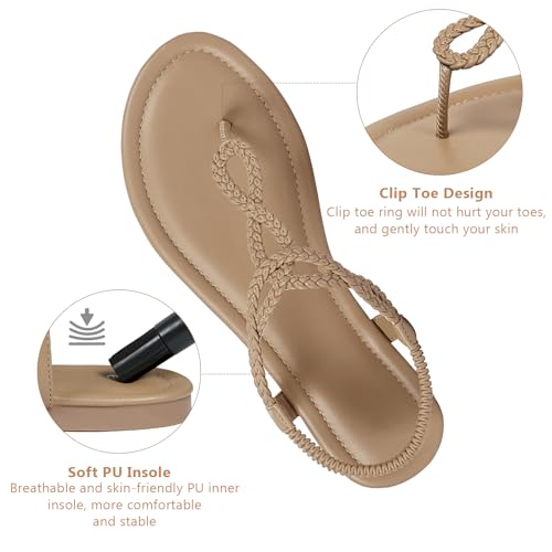 Image of zeetoo Women's Flat Sandals Summer T-StrapThong Bohemian Casual Comfortable Dressy Sandals for Women