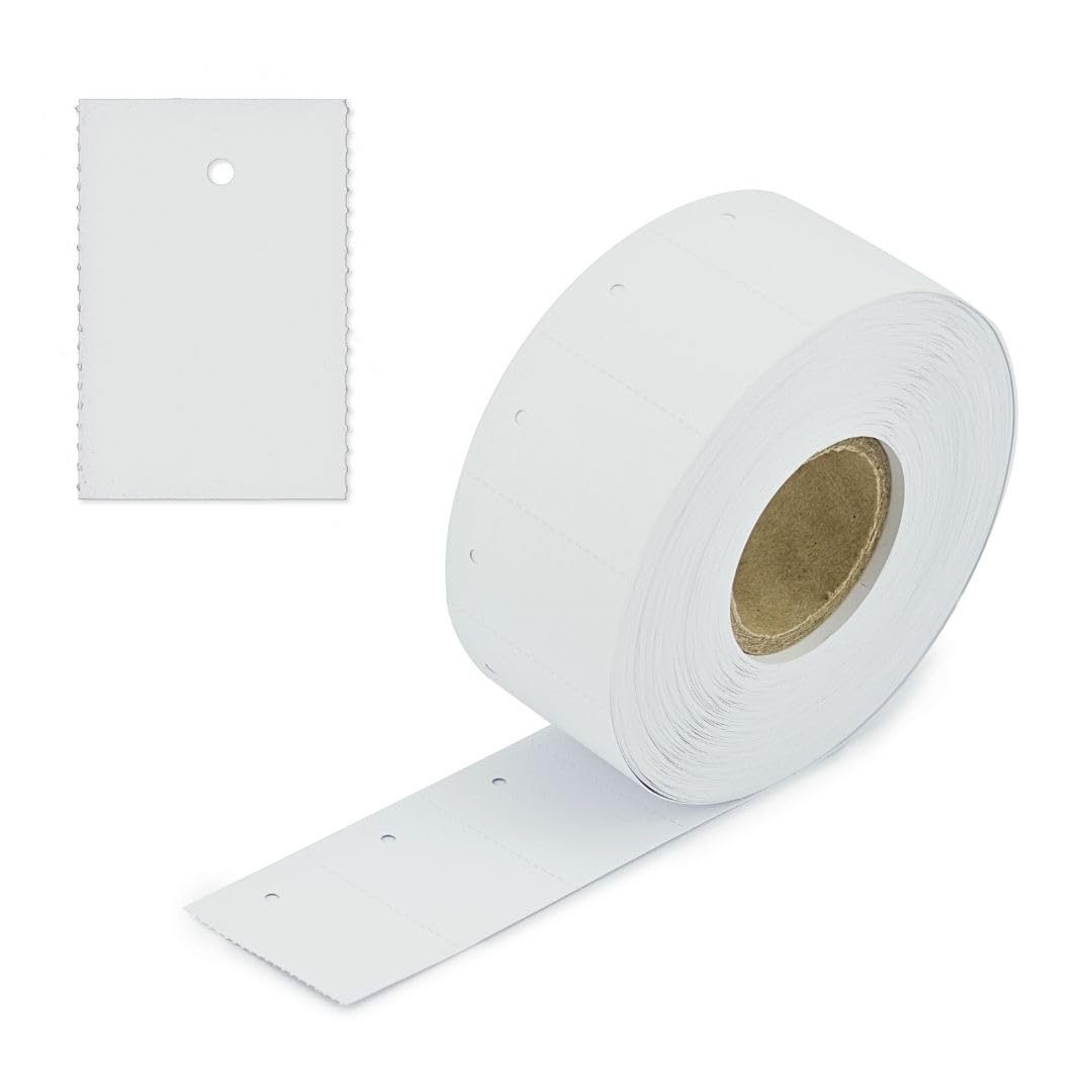 Étiquettes Carton Vierges Pokornys - 30x50mm Avec Trou - Rouleau De 1000 Pièces Pour Étalage