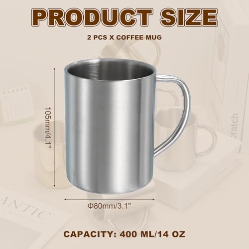 2 Piezas Tazas de Café Metálicas Doble Pared 414 ml miniatura 2