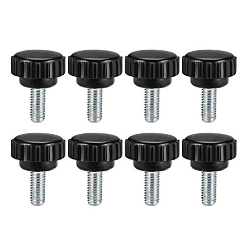 Uxcell M6 X 10Mm Metric Male Thread Knurled Clamping Knobs Grip Thumb Screw On Type Plastic Threaded Hand Bolt Knobs Black 8 Pcs #TOP10