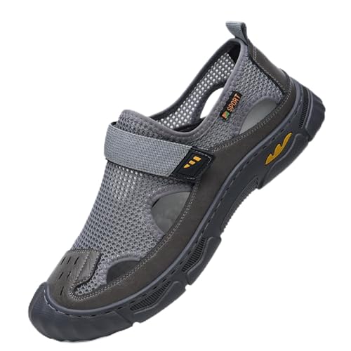 Fashion Men's Handmade Sandals, Closed Toe Hiking Sandals, Hollow Out Backpacking Beach Shoes