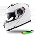 Produktbild NATHUT Motorradhelm Klapphelm mit Sonnenblende - Integralhelm Helm Motorrad - ECE (M 56-58cm, Weiß)