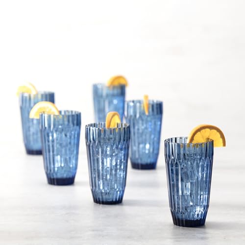 Fortessa Archie Glass Drinkware, Iced Beverage Glass (Set of 6), 15 Ounce, Cornflower Blue by Fortessa - Image 3