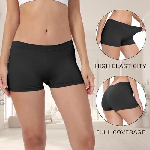 Image of Ruxia Women's Seamless Boyshort Panties Nylon Spandex Underwear Stretch Boxer Briefs Pack of 5