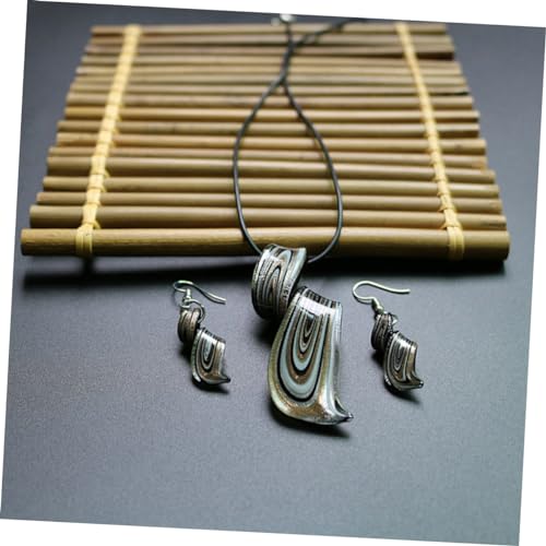 Collar de Plata para Mujer Negro antioxidante con pendientes ligeros de joyería fina 3