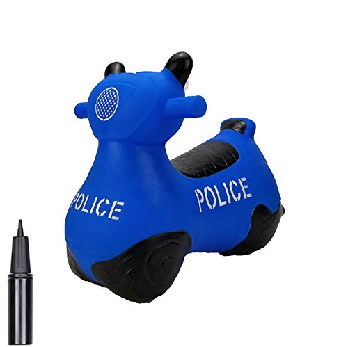 BOUNCEZIEZ Inflatable Animal Bouncy Ride On Hopper (Pump Included) (Blue Police Car)