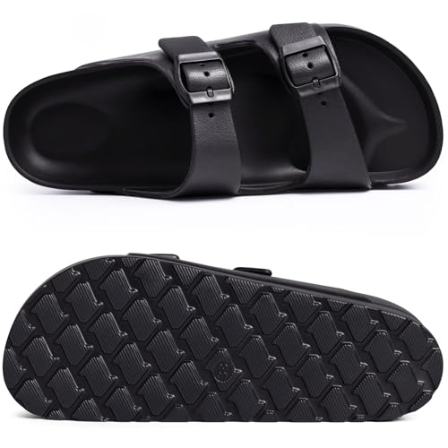 shevalues Women’s Platform Sandals with Arch Support Comfortable EVA Slides | Lightweight Rubber Sandals with Adjustable Double Buckle, Chunky Slip-On Recovery Slides for Summer Beach,Black 39 - image 6