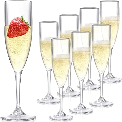 Elsjoy 8 Pack Unbreakable Champagne Flutes Cover