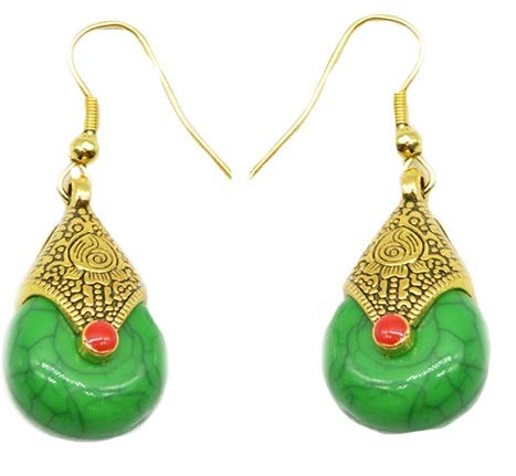 GOELX Antique Gold Plated and Jhumka Earrings for Women & Girls, Green (B07T6JL9XQ) Amazon Price History, Amazon Price Tracker