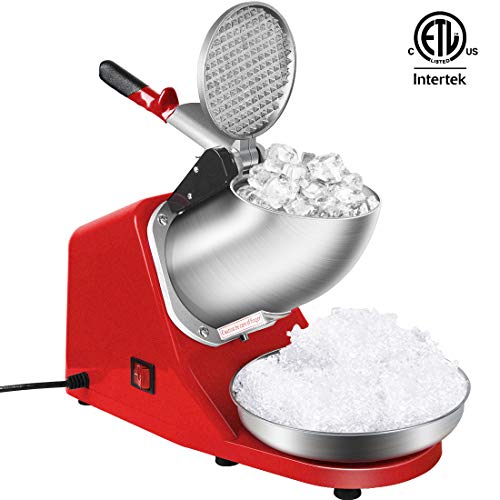 VIVOHOME Electric Ice Crusher Shaver Snow Cone Maker Machine Red 143lbs/hr for Home