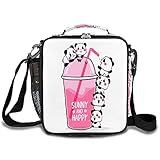 Insulated Lunch Bag Cute Panda Pink Cocktail Large Lunch Box Reusable Container Organizer Tote Bag C