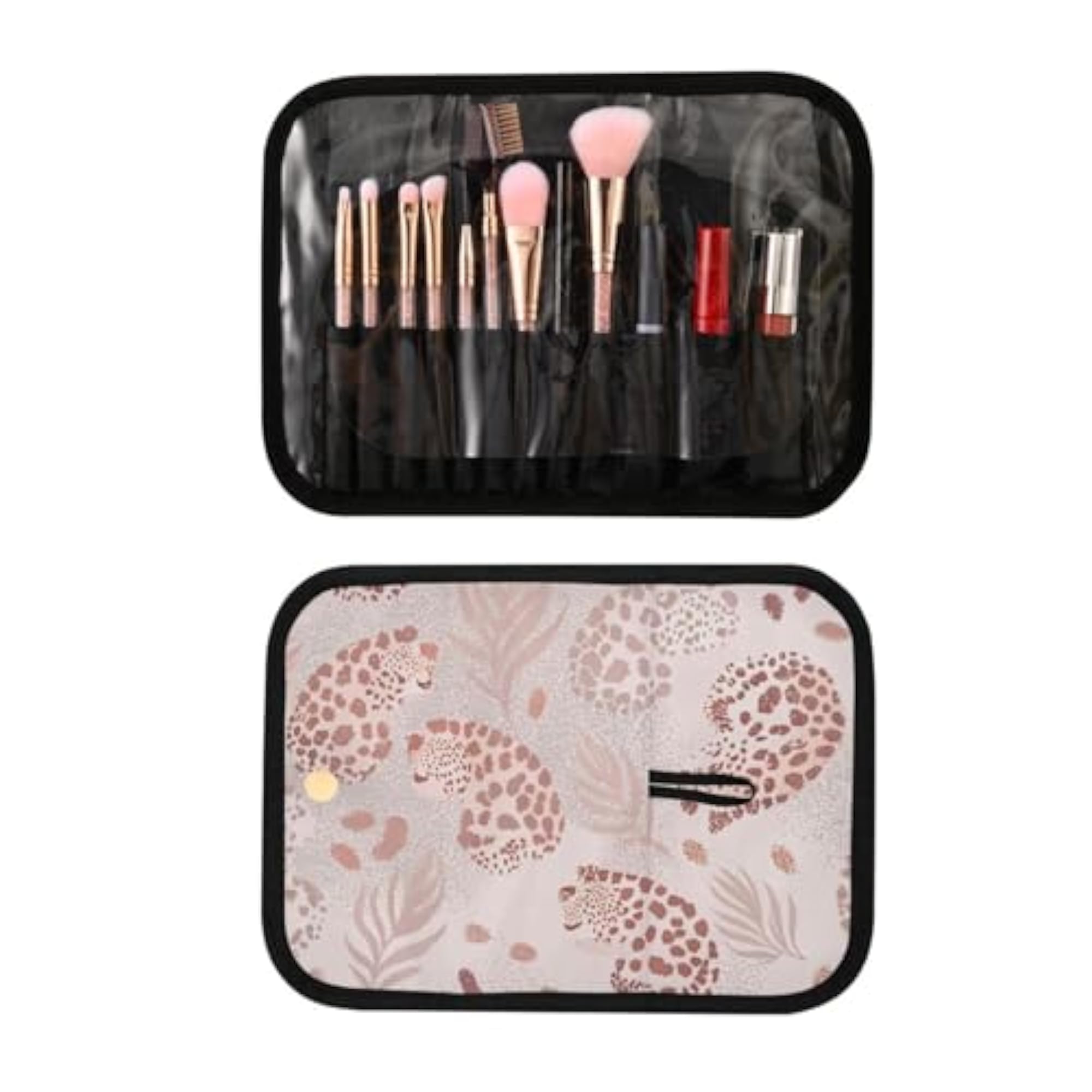 Rose Gold Leopard Print Toiletry Bag for Women, 3PCS