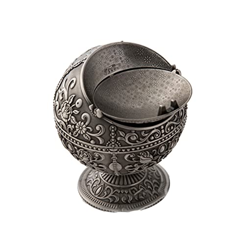 Garneck Cendrier Vintage avec Couvercle Et Motifs De Et Fleurs Porte-Cendres Au Vent pour Intérieur Et Extérieur Couleur Tin