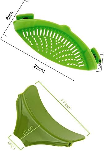Silicone Clip-on Strainer Colander, Plus Soup Funnel for Pan Universal Size Material/Heat Resistant