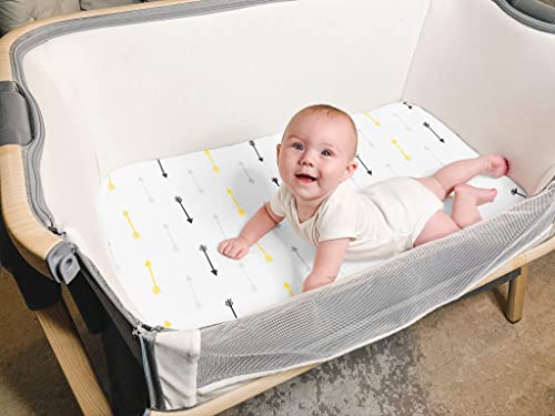 Bassinet Bed Sheets – Bassinet Fitted Sheets 4 Pack – 100% Jersey Knit Cotton Cradle Sheets – Bassinet Bedding For Standard Size Oval Or Rectangular Bassinet Pads – Bassinet Sheet For Boy & Girl #TOP2