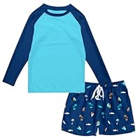 kids4ever UV Badebekleidung Junge Langarm 3D Druck Badeanzug Zweiteilig Badeshirt Badeshorts 4-5 Jahre