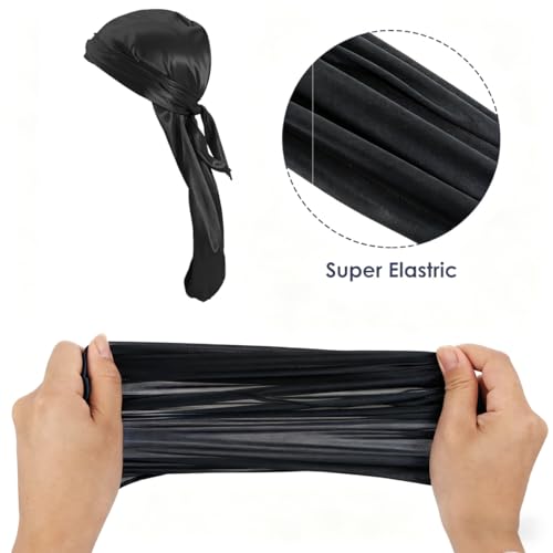 Image of Durag and Head Scarf for Man, 4-Piece Hip-Hop Style Headwear Set for Men and Women, Suitable for Wave Hairstyle Maintenance and Outdoor Activities, Includes Royal Blue, Black, Red and Grey Colors