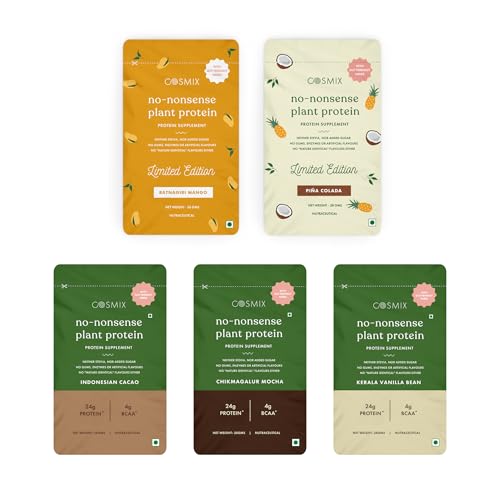 Image of Cosmix No-Nonsense Plant Protein | 24g Protein /Serve | Assorted Sachets | Pea & Rice Isolate | Plant Based Protein | Easy To Digest | All Essential Amino Acids - 38g