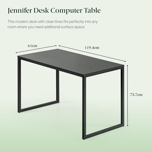 Image of Zinus Jennifer 119 x 61 x 74 cm Modern Study Desk in Metal and Wood - Office Computer Table - Dark Brown and Black