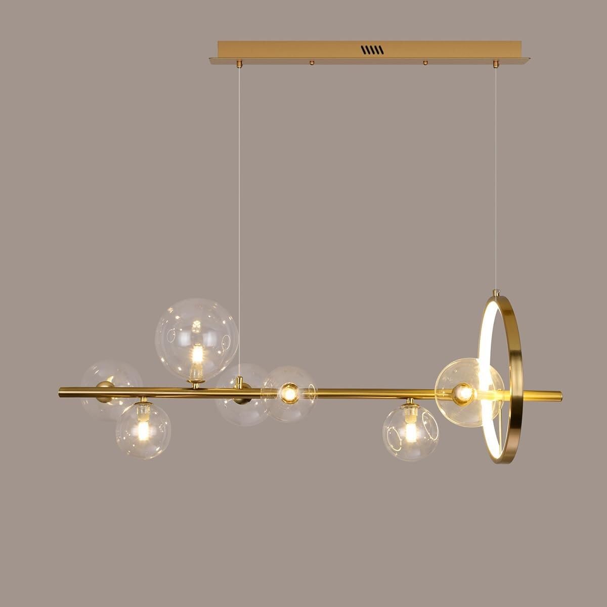 Suspension linéaire noire 7 globes pour sublimer votre table de salle à manger - 5