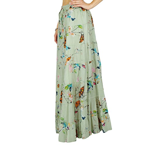 Printed Long Maxi Cotton Beach Wear Skirt for Women Elastic Waist Skirt Summer Wear2