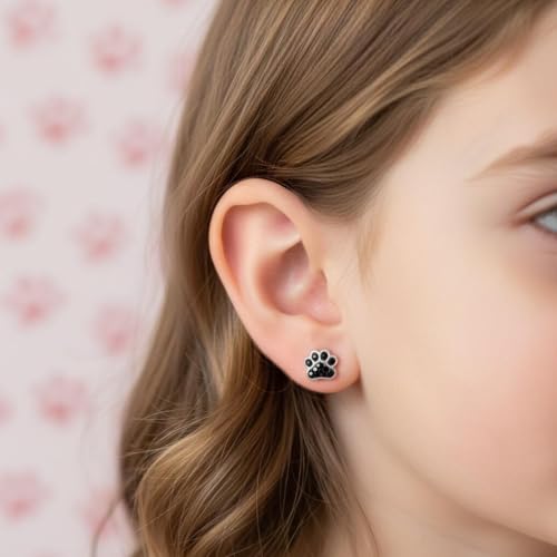 Image of 925 Sterling Silver Paw Print Stud Earrings (Choose Your Style) (Nickel Free)