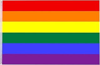 Rainbow Flag,Gay Pride Flags 3 x 5 Foot 100% Polyester Silk Printed, Bright and Vivid Colors, UV Fade Resistant Lesbian LGBT Flag Gay Parade Flags with Two Brass Grommets