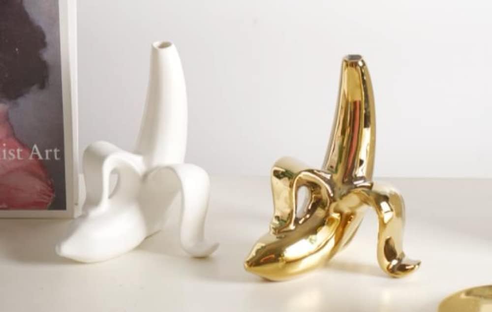 Banana Decoration Vase, Decoration Living Room Flower Arrangement Home Furnishing Creative Vase Decoration (Golden)-Gold