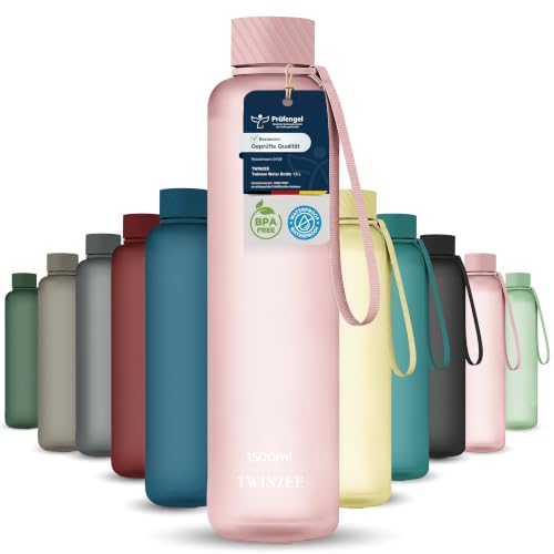 Twinzee 1 5L Trinkflasche BPA-Frei Auslaufsicher & Spülmaschinenfest Wasserflasche für Sport Gym Schule & Büro Rosa