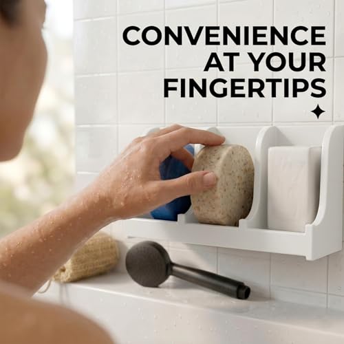 Image of Soap Holder for Shower Wall, 3-Compartment Soap Dish [Patent Pending]