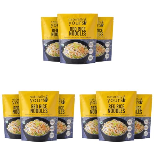 Image of Naturally Yours Red Rice Hakka Noodles | No Maida, Non-Fried, Vegan, Preservative Free | No Onion No Garlic, Jain Friendly | High Iron, Antioxidants & Fiber | Healthy & Easy to Digest | 180g Pack of 9