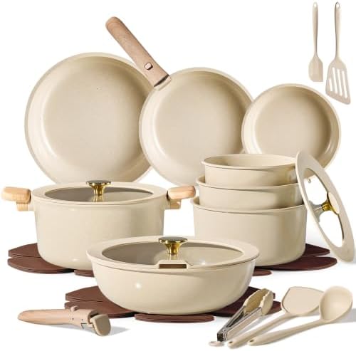 CAROTE 25pcs Ceramic Cookware ...