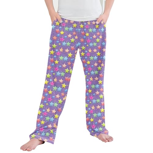 Stars Long Pajama Pants Elastic Waist PJ Bottoms with Pockets S A113032