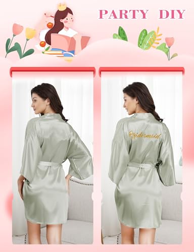 Image of EPLAZA 20 Pcs Bride Bridesmaid Robes Women Satin Robe Wedding Bridal Party